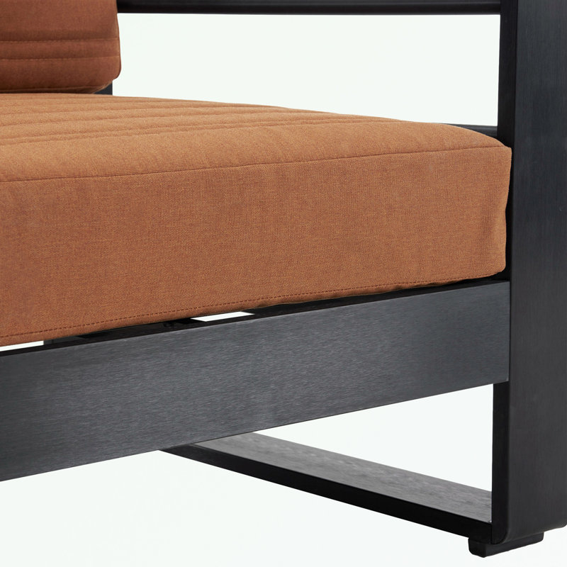 Chaise d'extérieur avec accoudoirs et coussin moelleux, Orange