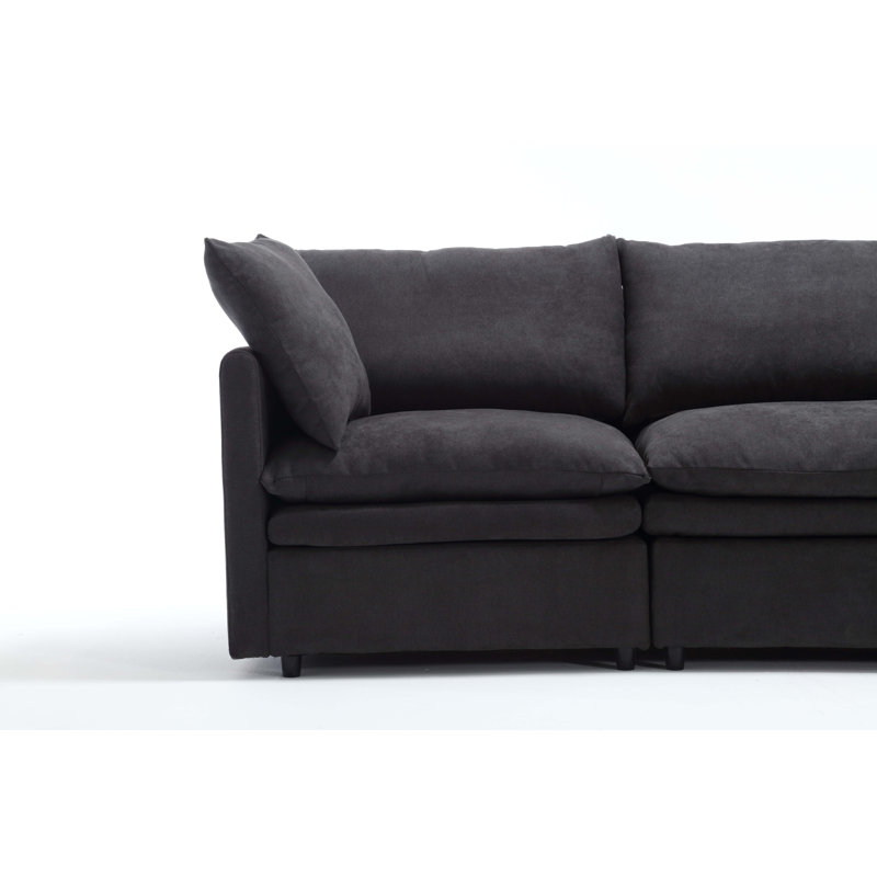 Canapé modulaire polyvalent en forme de U avec revêtement sophistiqué pour le salon, Gris foncé