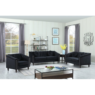 Garvy 3 - Piece Velvet Living Room Set