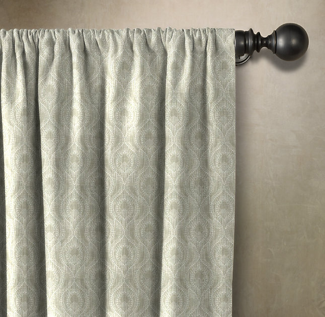 Panneau de rideau simple géométrique , l 50 po x L 120 po, Olive kaki clair
