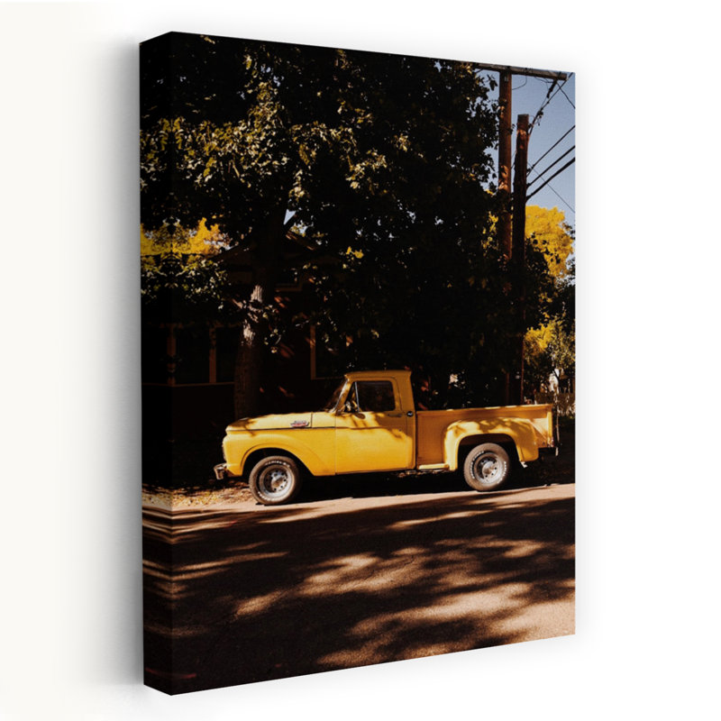 Art mural de paysage d'automne rétro rétro jaune classique, H 48 po x l 32 po