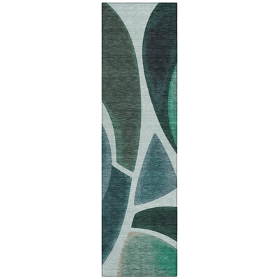 Machine Washable Indoor/Outdoor Chantille ACN2537 Abstract Rug