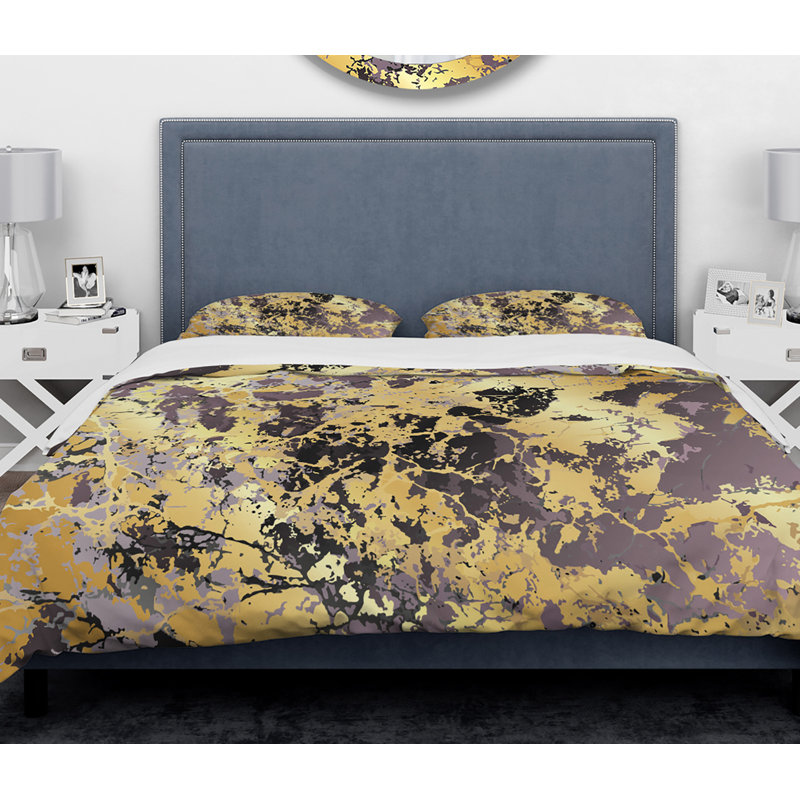 Rustic Polyester Abstract Duvet Cover, Queen Duvet Cover + 2 Shams