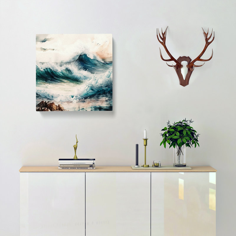 Ocean Watercolour - No Frame Print, 35cm H x 35cm W x 3cm D