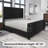 Tole Velvet Queen Size Upholstered Platform Bed with Vertical Channel Tufted Headboard,Black-662393790-662393761