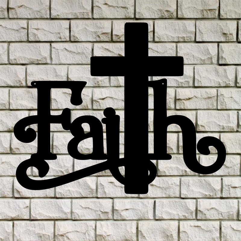 Décoration murale Aldershot Faith with Cross, Thermolaquage noir