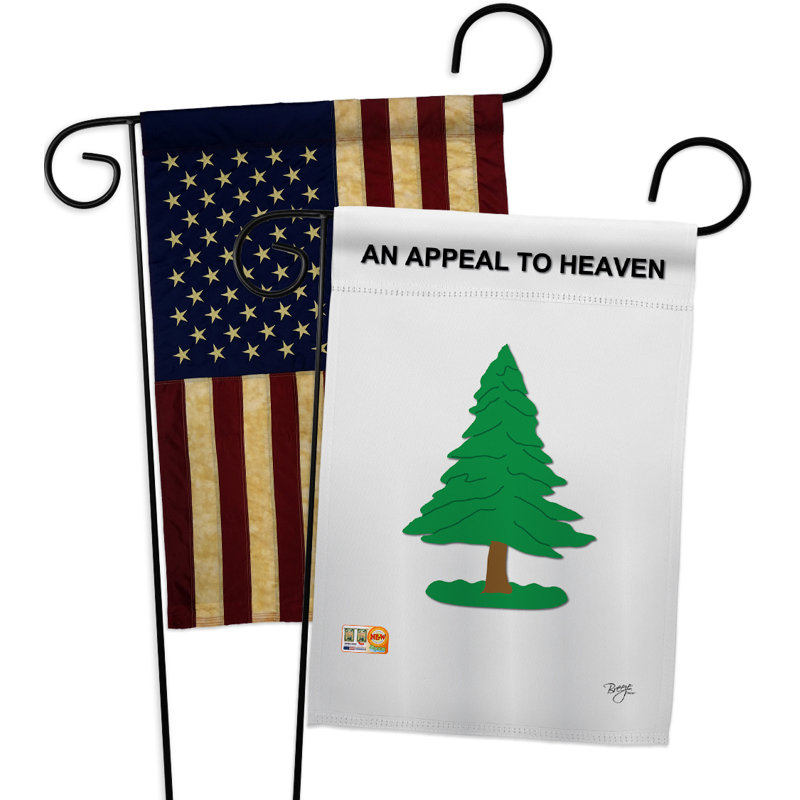 Ensemble de 2 drapeaux de jardin décoratives en polyester à impressions arbre pin