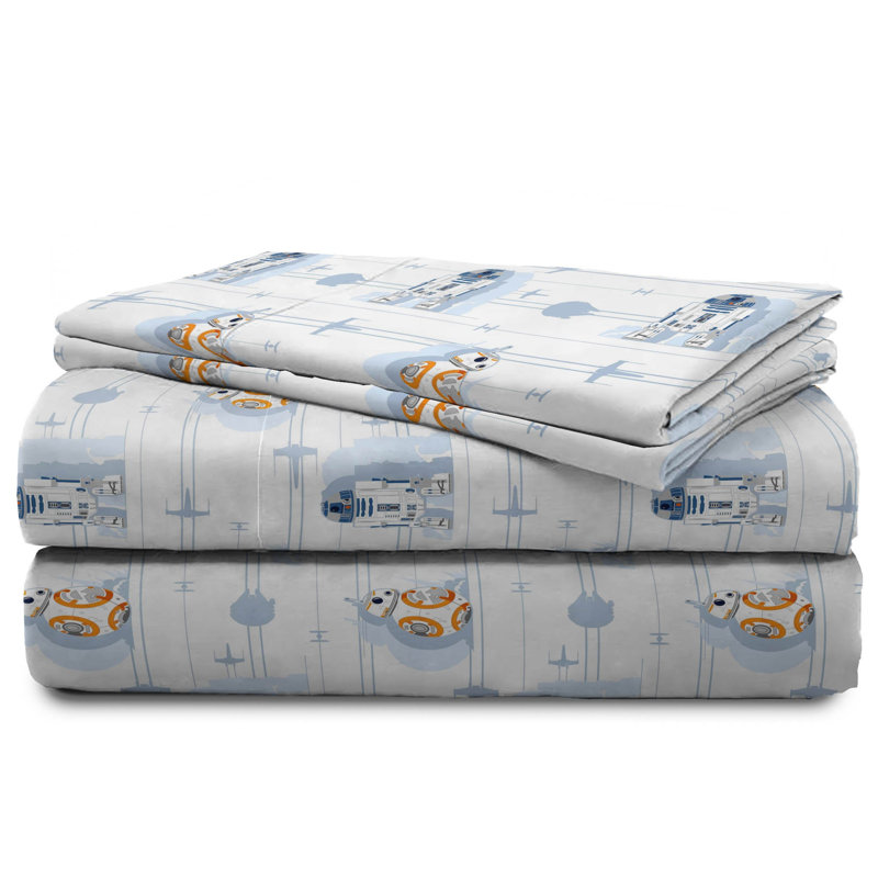 Ensemble de draps 100% coton biologique, Ensemble de draps pour lit simple avec 1 taie d'or