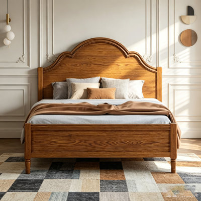 Wood Platform Bed with Headboard and Footboard