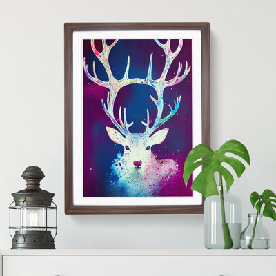 Colourful Stag Art No.4 Abstract - Single Picture Frame Print