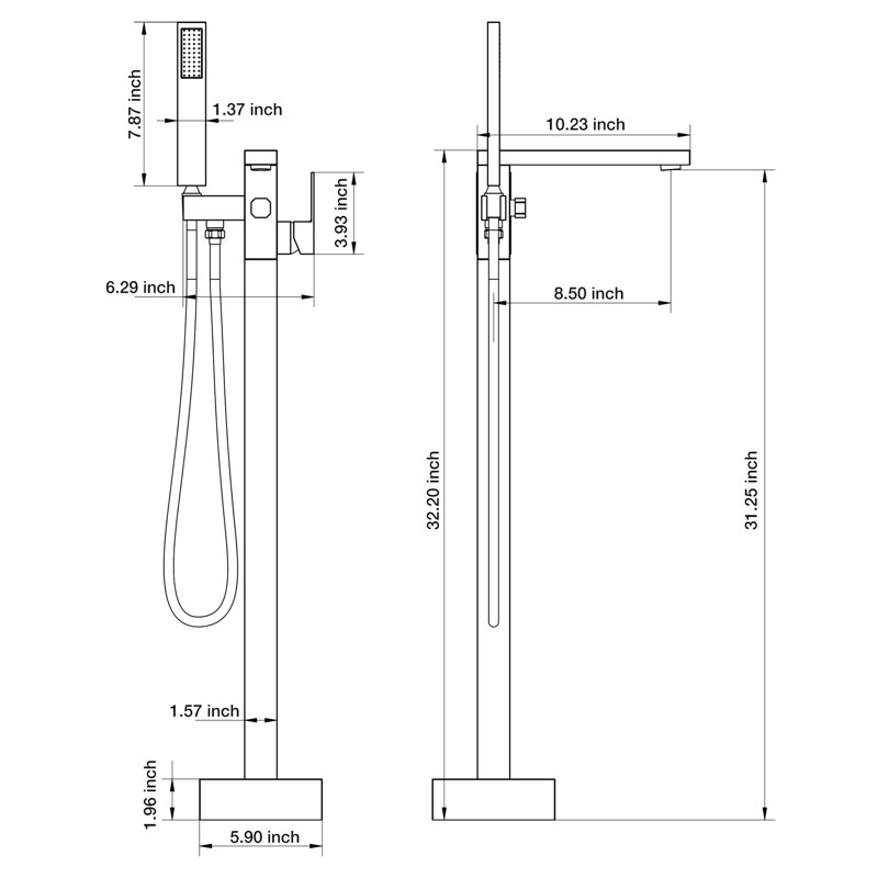 Robinet de baignoire, finition noir mat, laiton massif de haute qualité, débit régulier et réglage de la température, bec rotatif à 360 ° pour seaux de salle de bain noir, mélange double, éclaboussures