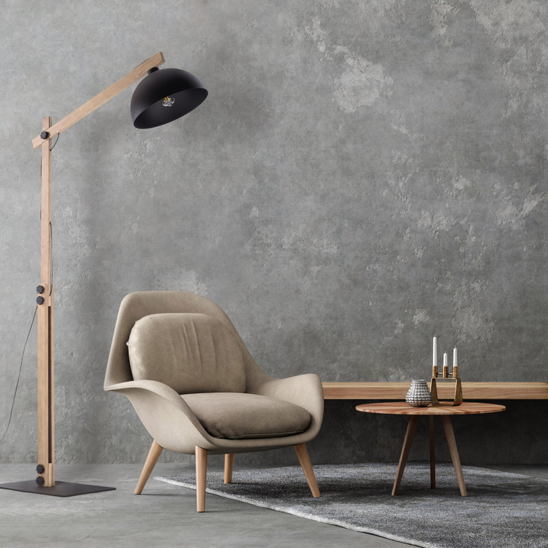 Lampe sur pied Ilene, Naturel, Noir