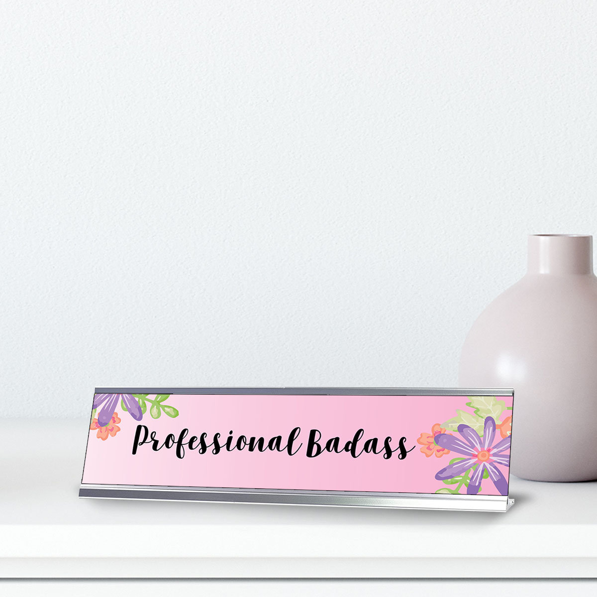 Badass BOSS Novelty Desk Sign - Black & Silver Office Name Plate For Home Or Work