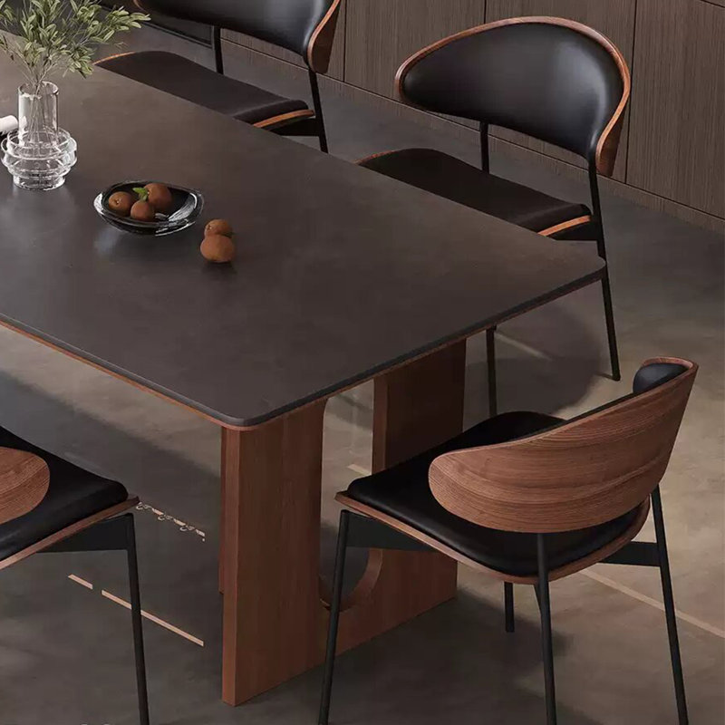 Black Rock Slab Dining Table, 29.52"H x 62.99"L x 31.49"W