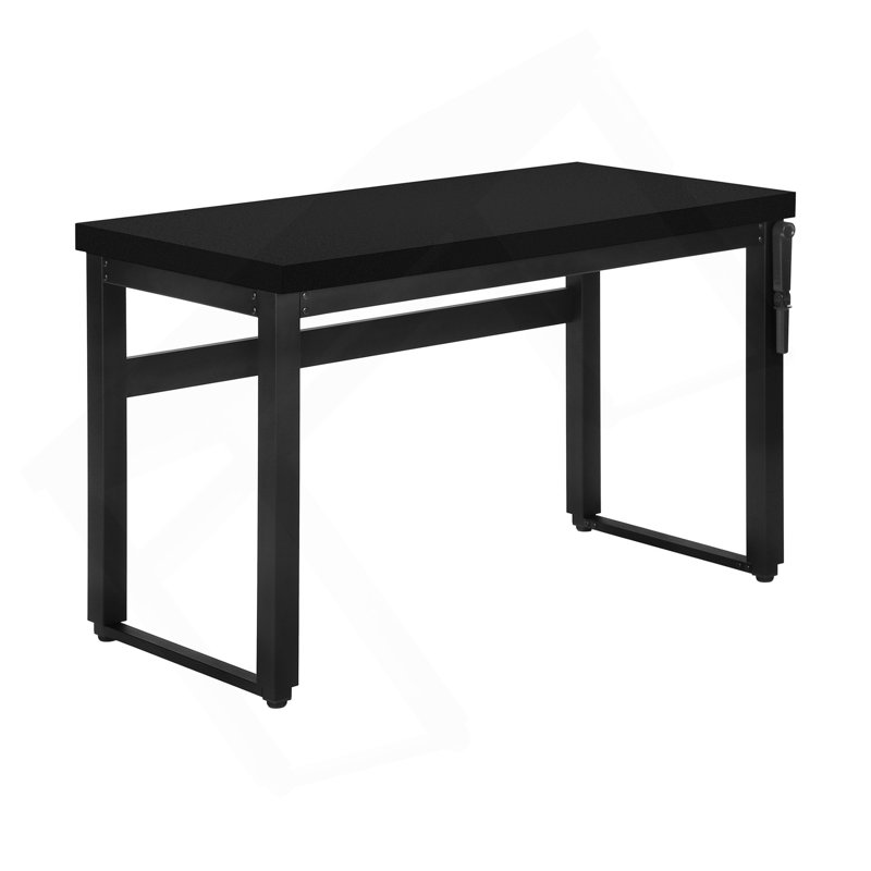 Bureau d'ordinateur, bureau personnel, debout, réglable, L 48 po, travail, ordinateur portable, stratifié noir, métal noir, contemporain, moderne