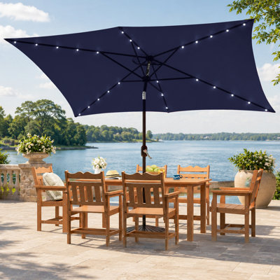 Lunsford 10' x 6.5' Rectangular Lighted Market Umbrella
