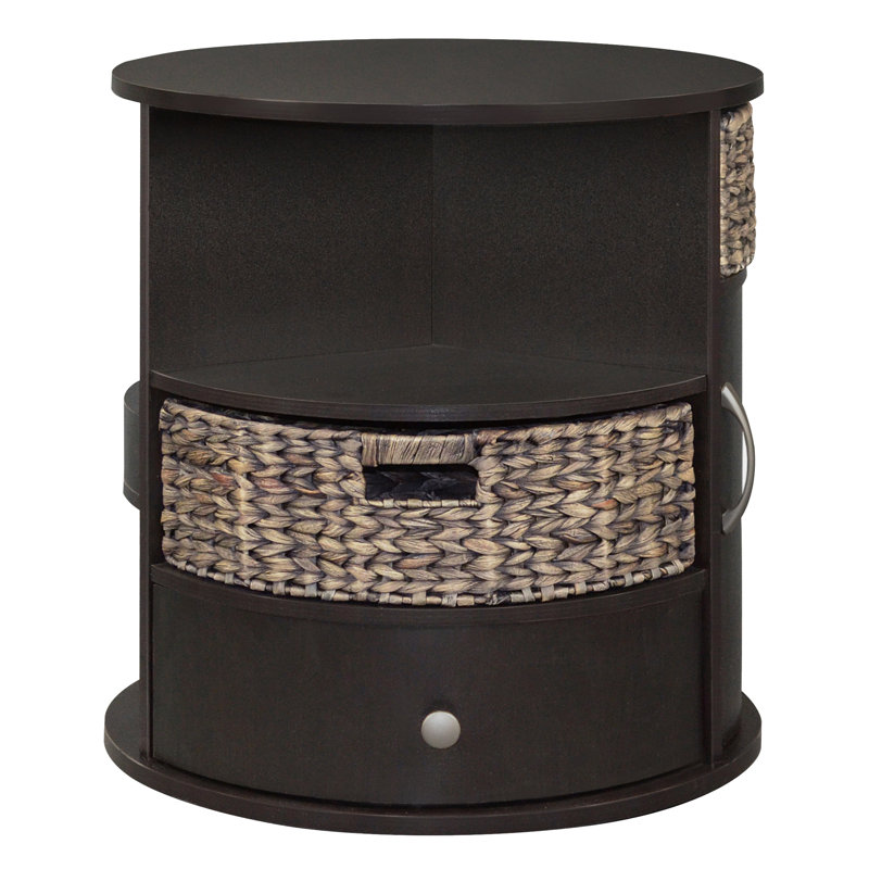 Table de bout à 2 tiroirs avec rangement Brydone Drum, Espresso