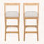 Tabouret de bar d'intérieur en bois d'hévéa avec finition naturelle et revêtement beige, ensemble de 2