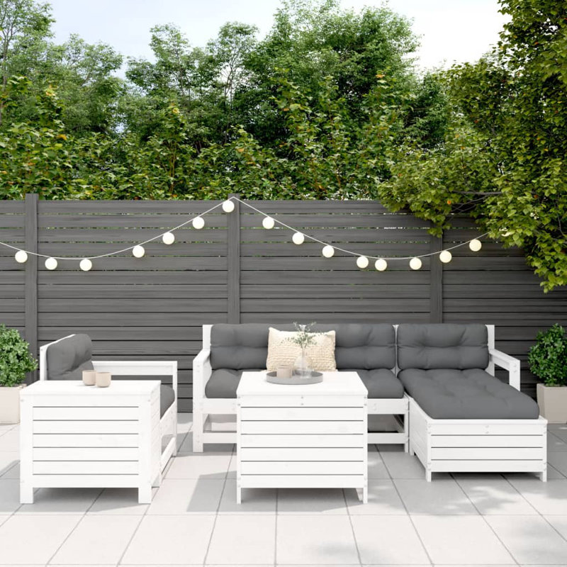 Taryn 62cm Wide L-Shaped Patio Sofa, White, Grey