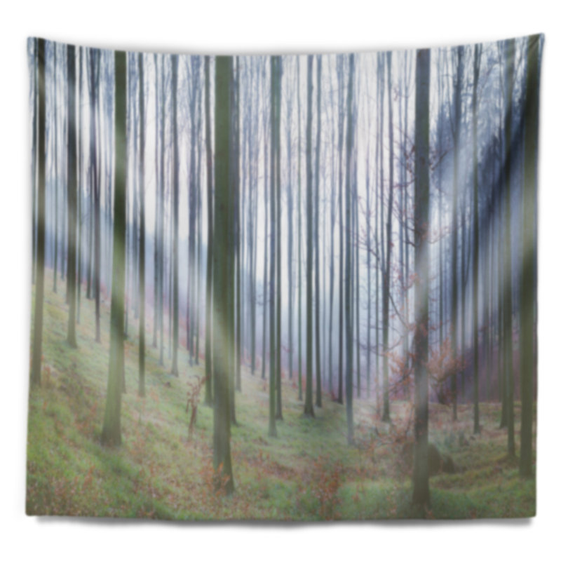 Tapisserie panoramique forêt d'automne avec troncs d'arbres, H 50 po x l 60 po