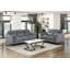 Causeuse de salon moderne avec revêtement en microfibre foncé, rembourrage confortable et pieds en métal pour un décor contemporain-1347633922