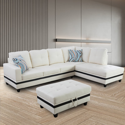 Ensemble de salon modulaire en similicuir 3 pièces Elsiana
