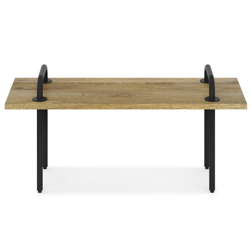 Berkeley Solid Mango Wood Industrial Entryway Bench with Sturdy Metal Legs, 42 inch