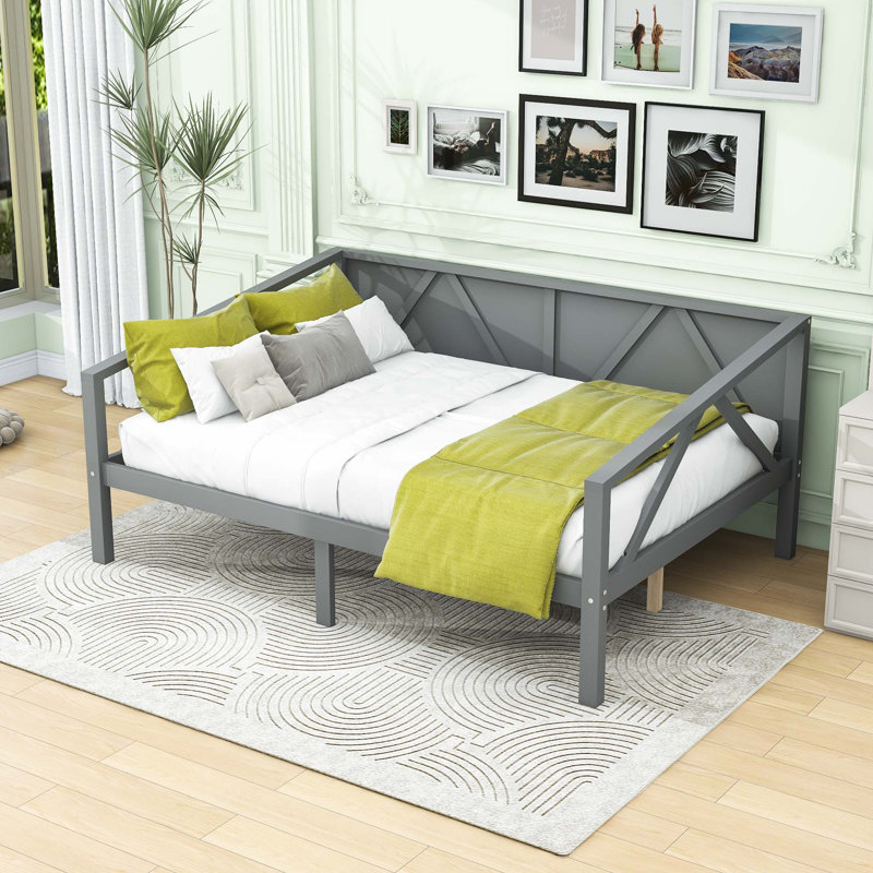Daken Daybed with Wood Slat Support, Full, Grey