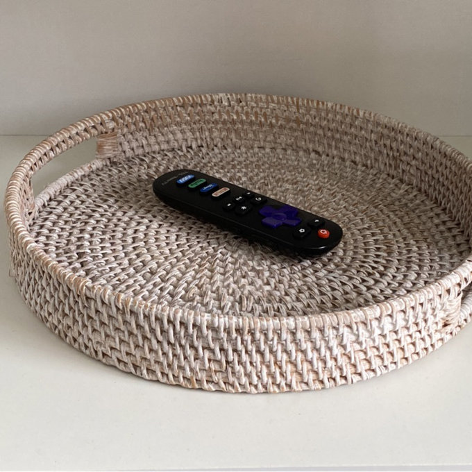 Lidya Wicker Tray - 2" H x 12" W x 12" D