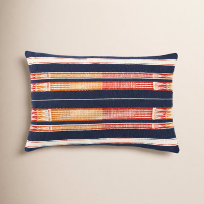 Marianne Embroidered Cotton Lumbar Throw Pillow