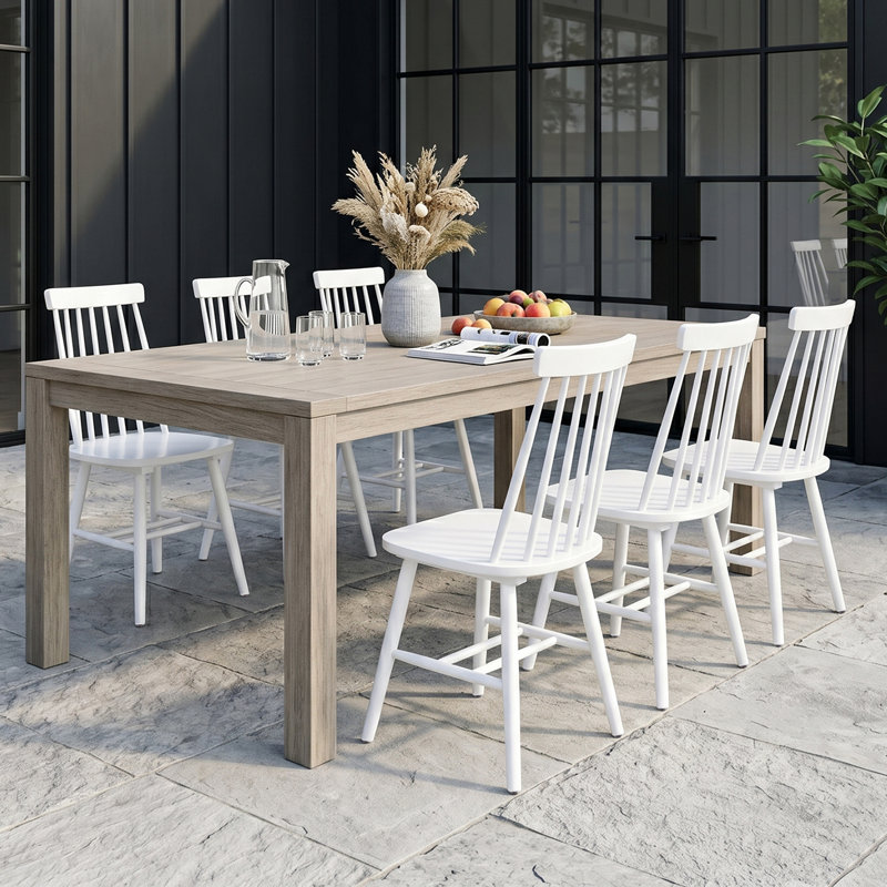 Ensemble de 6 chaises de salle à manger en bois massif de 17,5 po Windsor, Blanc, 6