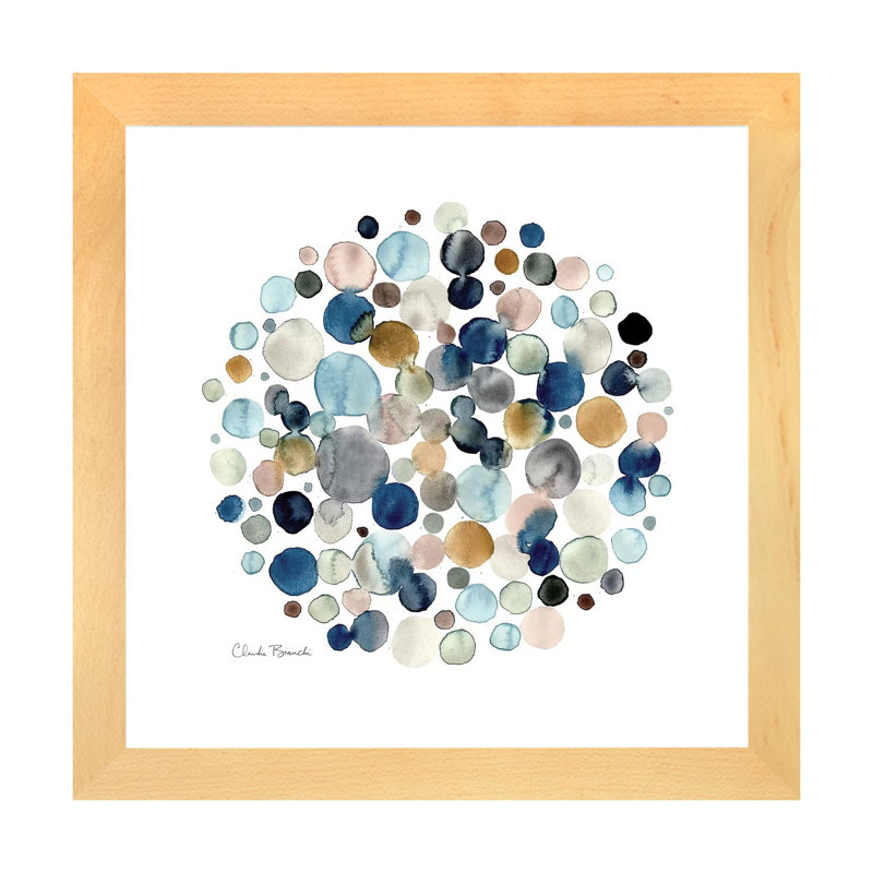 « Molecular » par Claudia Bianchi, reproduction d’art, H 24 po x l 24 po x p 1 po, Blanc, Toile avec cadre en bois beige