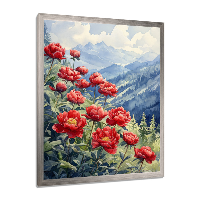 Holcomb - salon d'art mural floral, H 32 po x l 16 po, Argent argent, Reproduction encadrée sans passe-partout