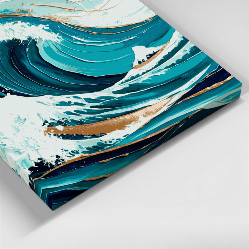 «Hawaiian Abstract Waves», art mural sur toile bleue, H 24 po x l 36 po