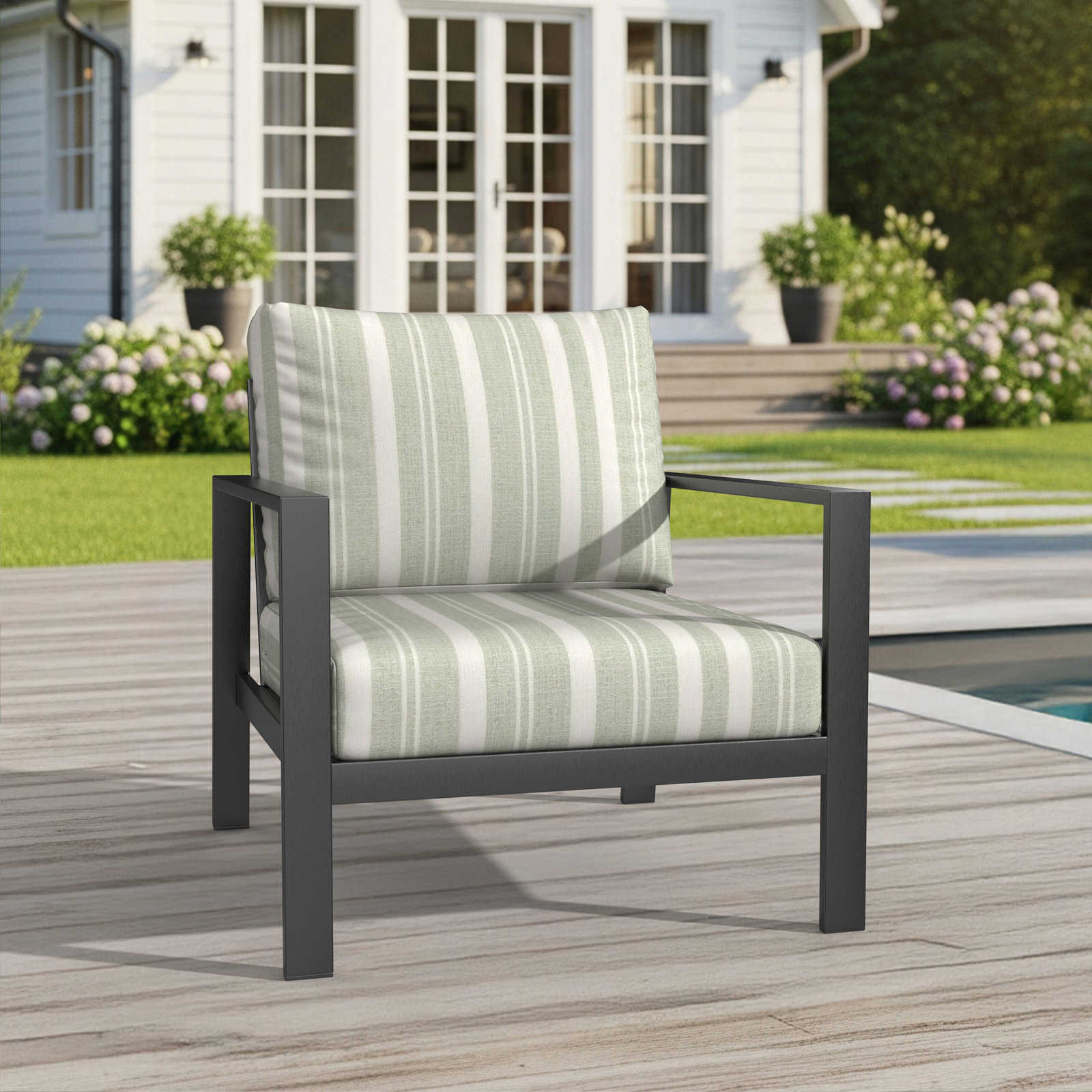 Amala Indoor/Outdoor Sunbrella® Cushion, 25" W x 5" D, Sunbrella Tranquil Sage