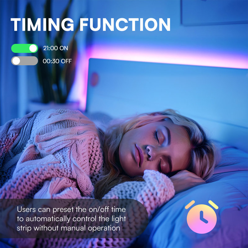 Bande DEL RVB de 30 m (100 pi), 24 V, contrôlée par l'application DayBetter, avec télécommande grise à 24 touches et minuterie, éclairage d'ambiance intérieur à intensité variable pour chambre, salon télé ou salle de jeux.