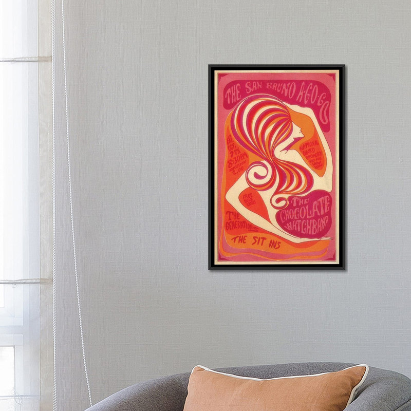 « san bruno a-go-go », impression sur toile, H 26 po x l 18 po x P 1,5 po, Toile avec cadre noir, Pas de tapis