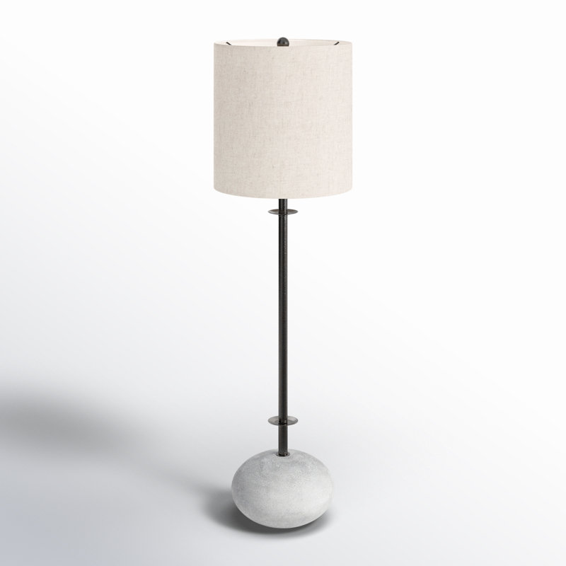 Ryelan 32" H Metal and Stone Buffet Lamp with Linen Drum Shade 