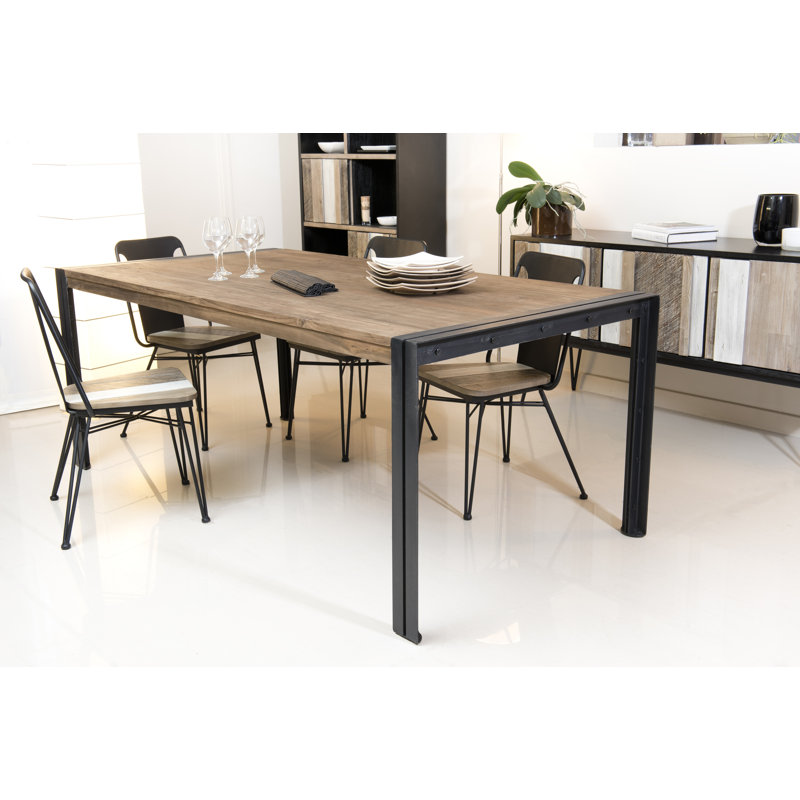 Sandrine Teak Metal Base Dining Table