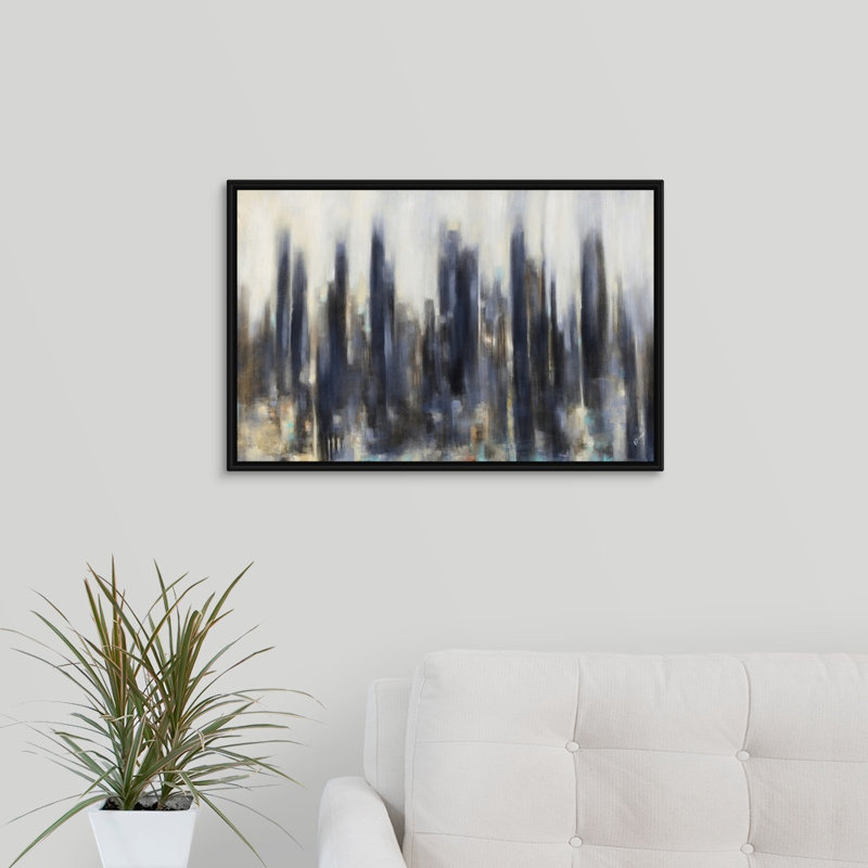 « ascendant hauters », peinture sur toile, H 17,7 po x l 25,7 po x p 1,75 po, Cadre flottant noir