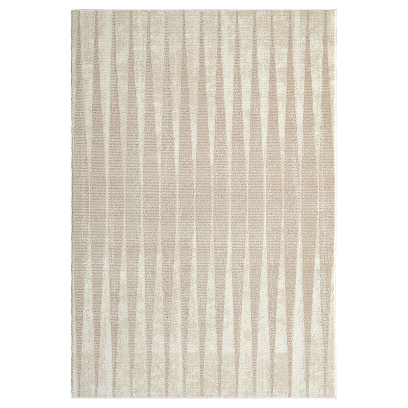 Abani Rugs TER150A Beige Cream Geometric Vertical Lines Neutral Transitional Area Rug, Rectangle 4'  x 6' 