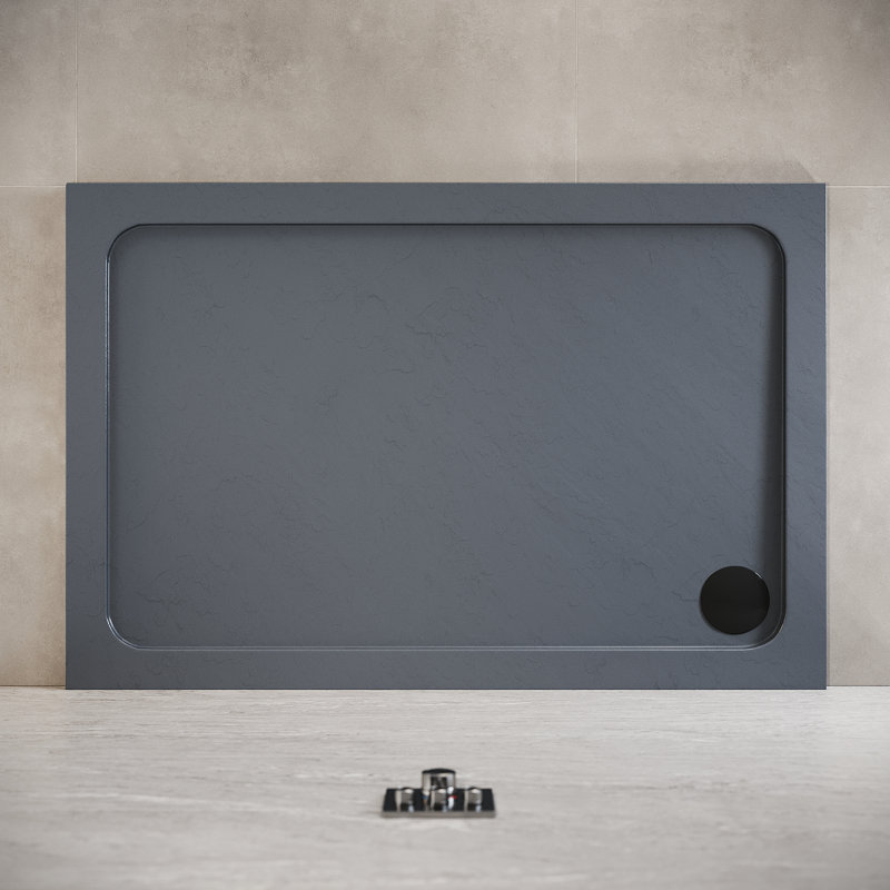 120W*80Dcm Rectangular Single Shower Base in Grey with Low-Profile Aesthetics Design and Non-Slip Feature