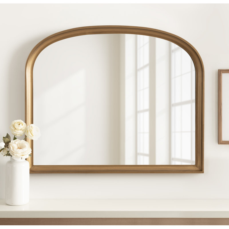 Miroir d'appoint mural Daquan, Or, Bois manufacturé, 28 po x 34 po
