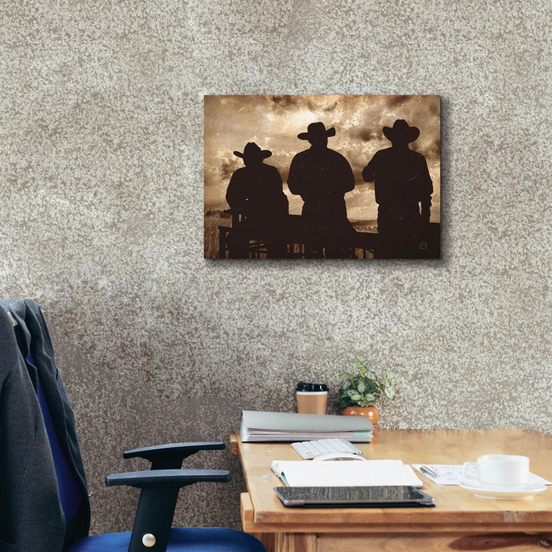 Toile épique «Three Cowboys Sepia» par Nathan Larson, graffiti épique, 34 po x 26 po, H 18 po x l 26 po x P 0,75 po
