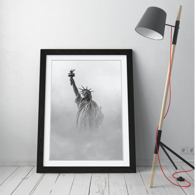 Statue Of Liberty Clouds - Single Picture Frame Print on Canvas