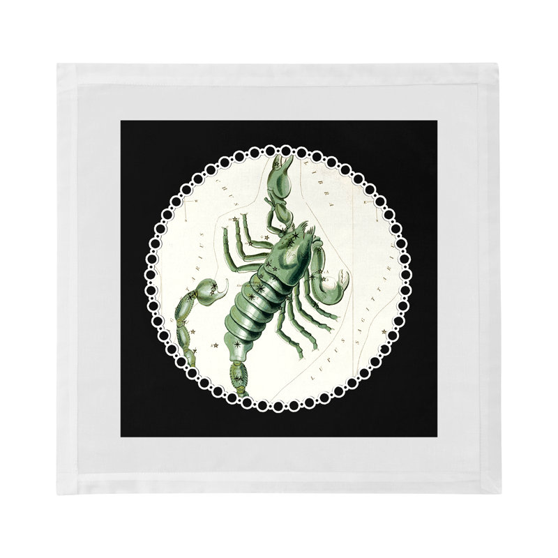 Zodiac Scorpio Cotton Sateen Dinner Napkins, Black
