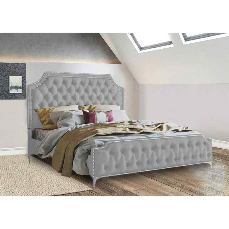 Upholstered Bed, Small Double (4'), Silver