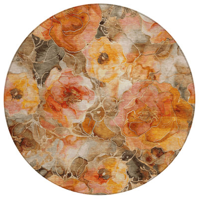 Machine Washable Indoor/Outdoor Xhevrie Orange Rug