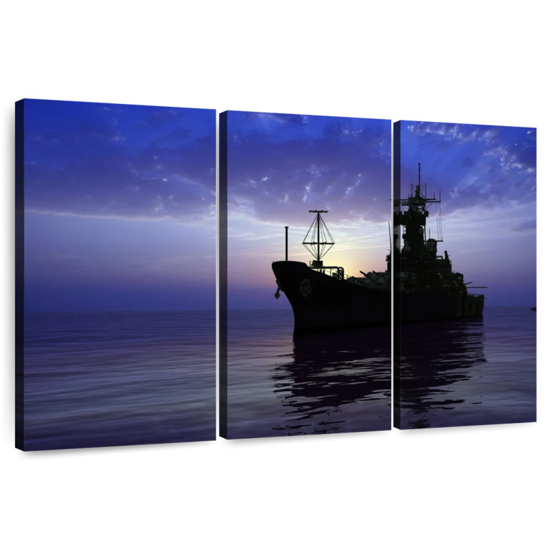 Mait Stormy Sky Battleship Silhouette, 24" H x 38" W