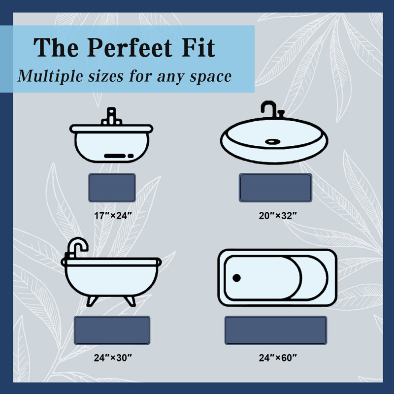 Thick Memory Foam Bath Rugs, Soft Absorbent Velvet Bathroom Mats With Non-Slip Dots Underside, Navy, Single - 36" L x 24" W